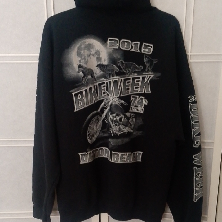 Daytona Beach Graphic Mens Black Zip Up Hoodie